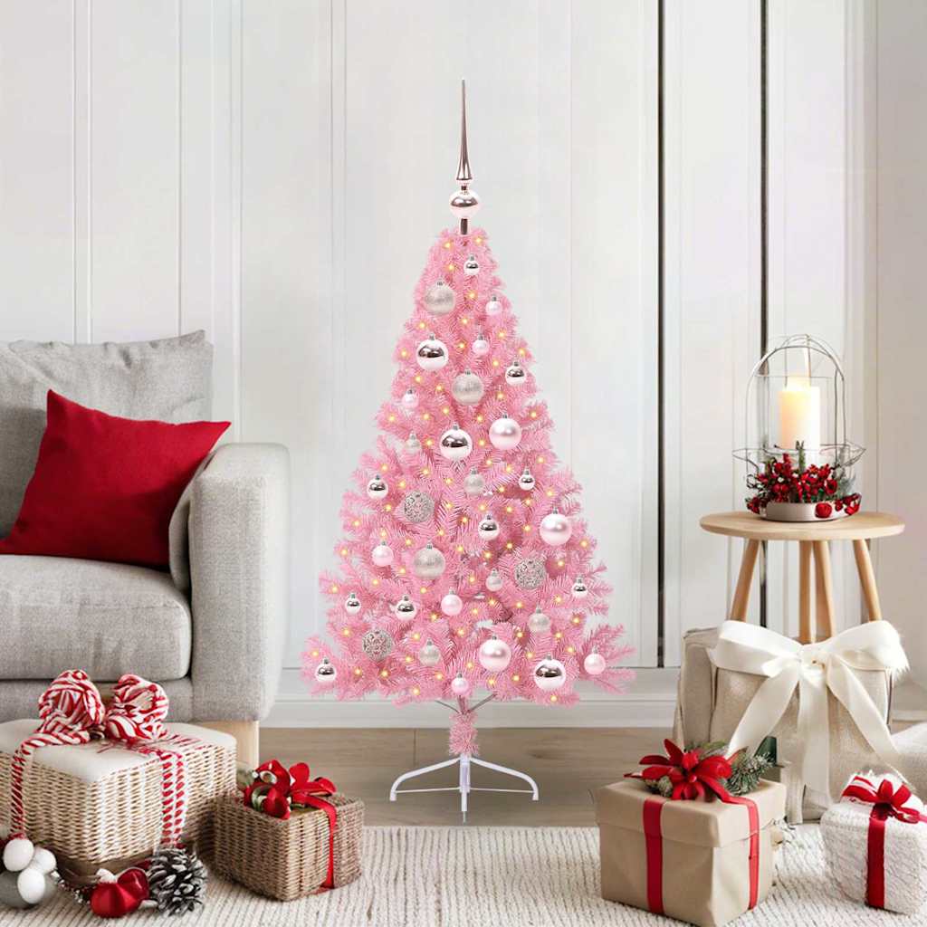 Künstlicher vorbeleuchteter Weihnachtsbaum Rosa 120 cm PVC
