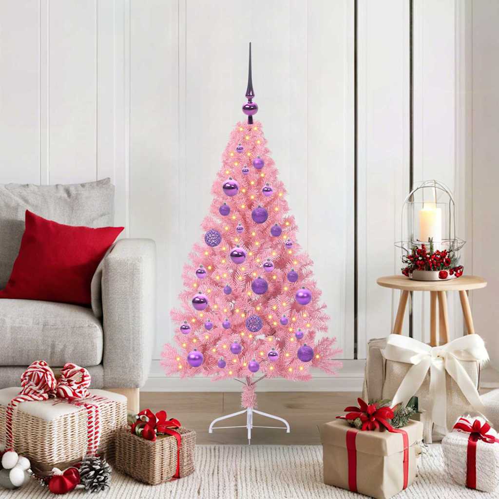 Künstlicher vorbeleuchteter Weihnachtsbaum Rosa 120 cm PVC