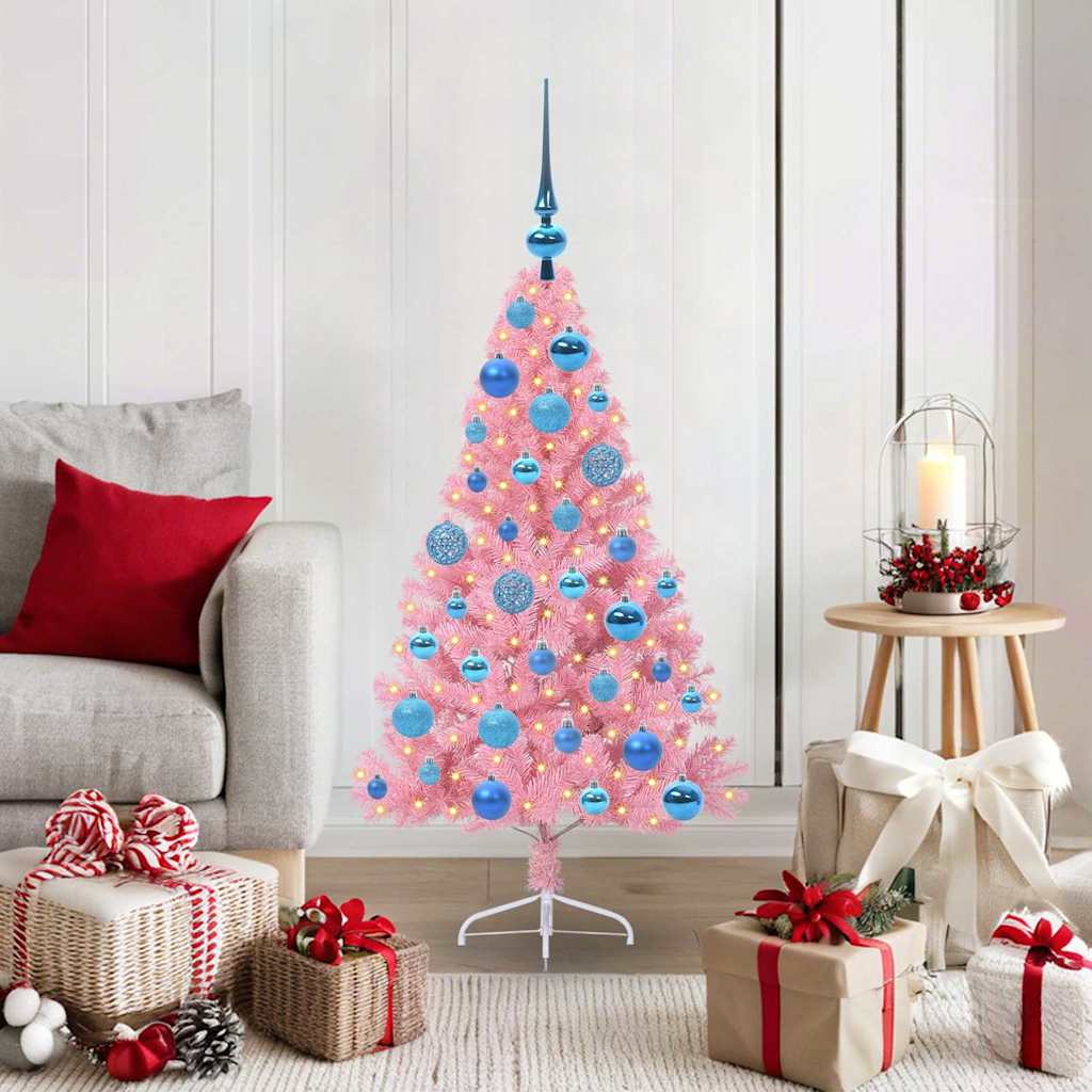 Künstlicher vorbeleuchteter Weihnachtsbaum Rosa 120 cm PVC