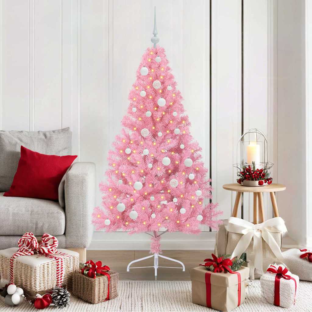 Künstlicher vorbeleuchteter Weihnachtsbaum Rosa 150 cm PVC
