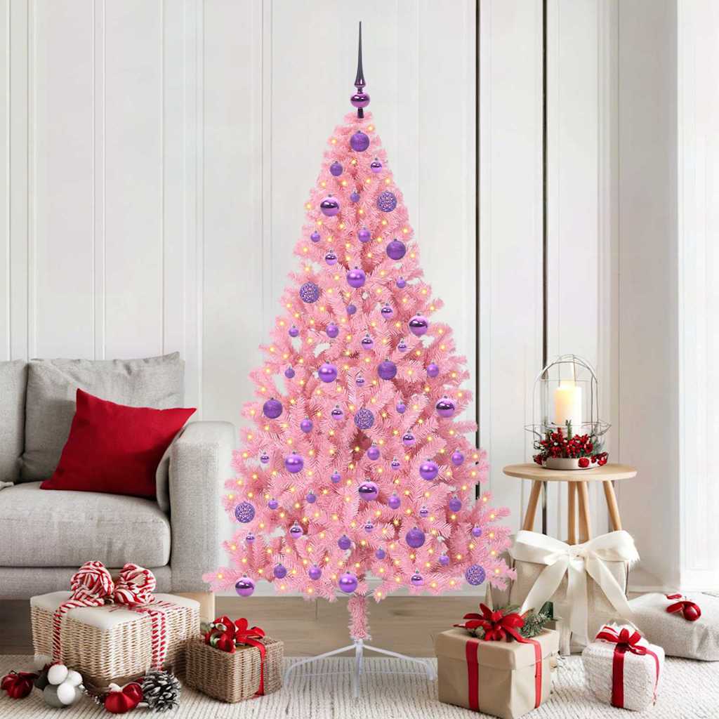 Künstlicher vorbeleuchteter Weihnachtsbaum Rosa 180 cm PVC