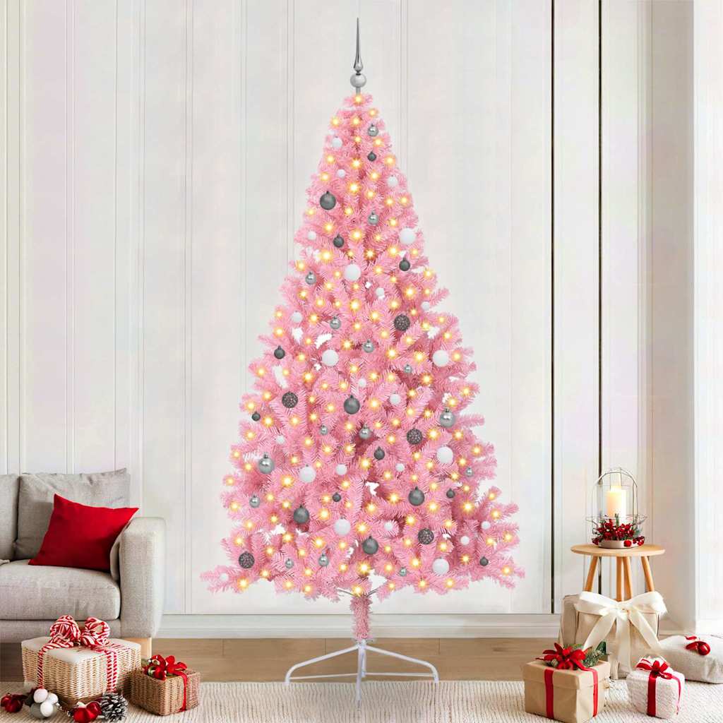 Künstlicher vorbeleuchteter Weihnachtsbaum Rosa 240 cm PVC