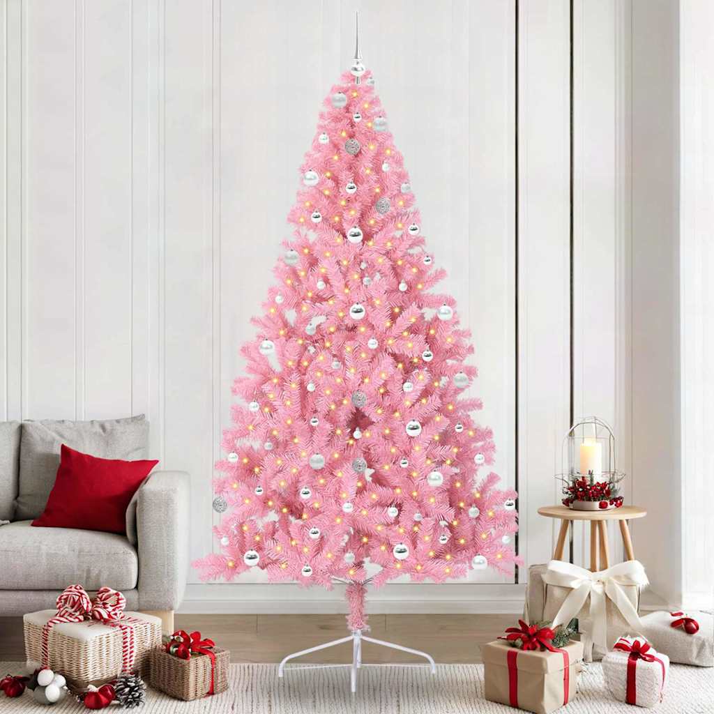 Künstlicher vorbeleuchteter Weihnachtsbaum Rosa 240 cm PVC
