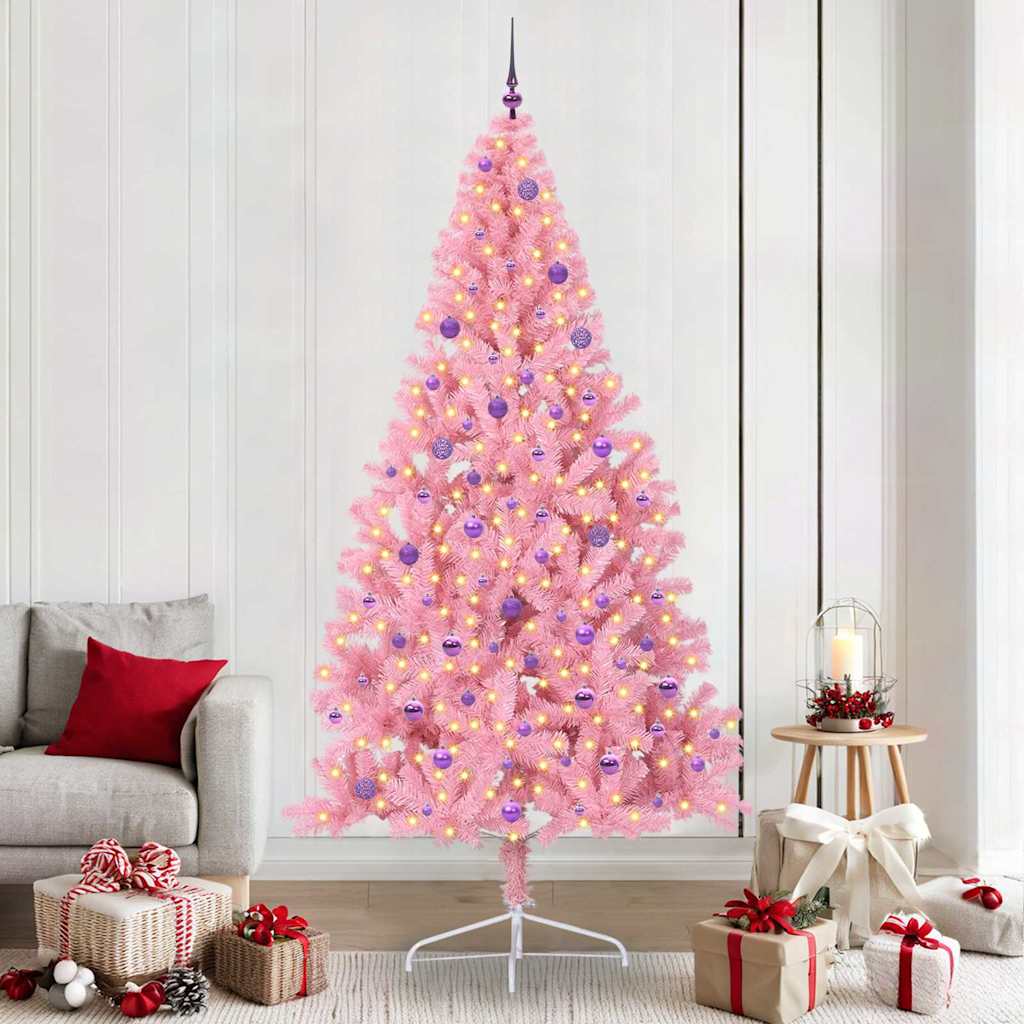 Künstlicher vorbeleuchteter Weihnachtsbaum Rosa 240 cm PVC