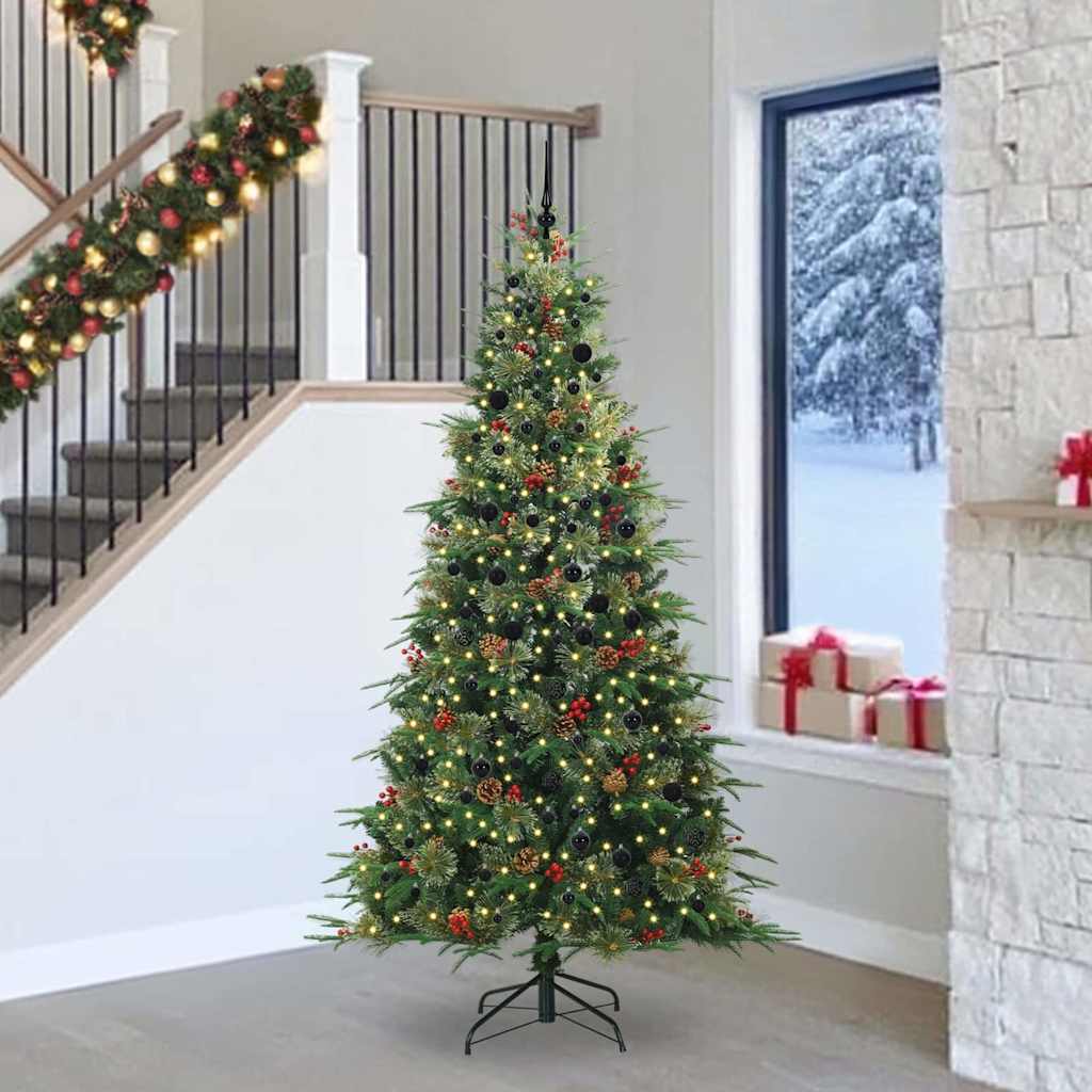 Künstlicher klappbarer Weihnachtsbaum Grün 240 cm PE und PVC