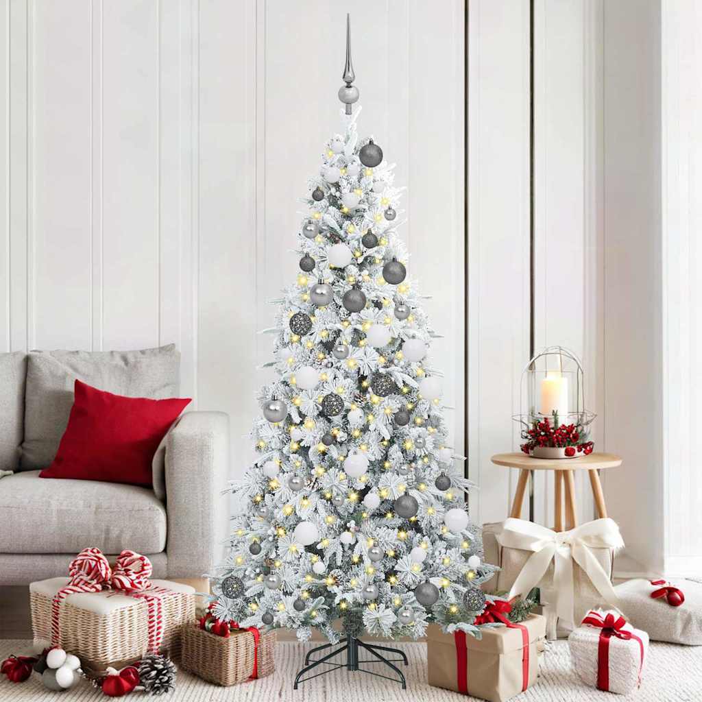 Künstlicher klappbarer Weihnachtsbaum Weiß 180 cm PE und PVC