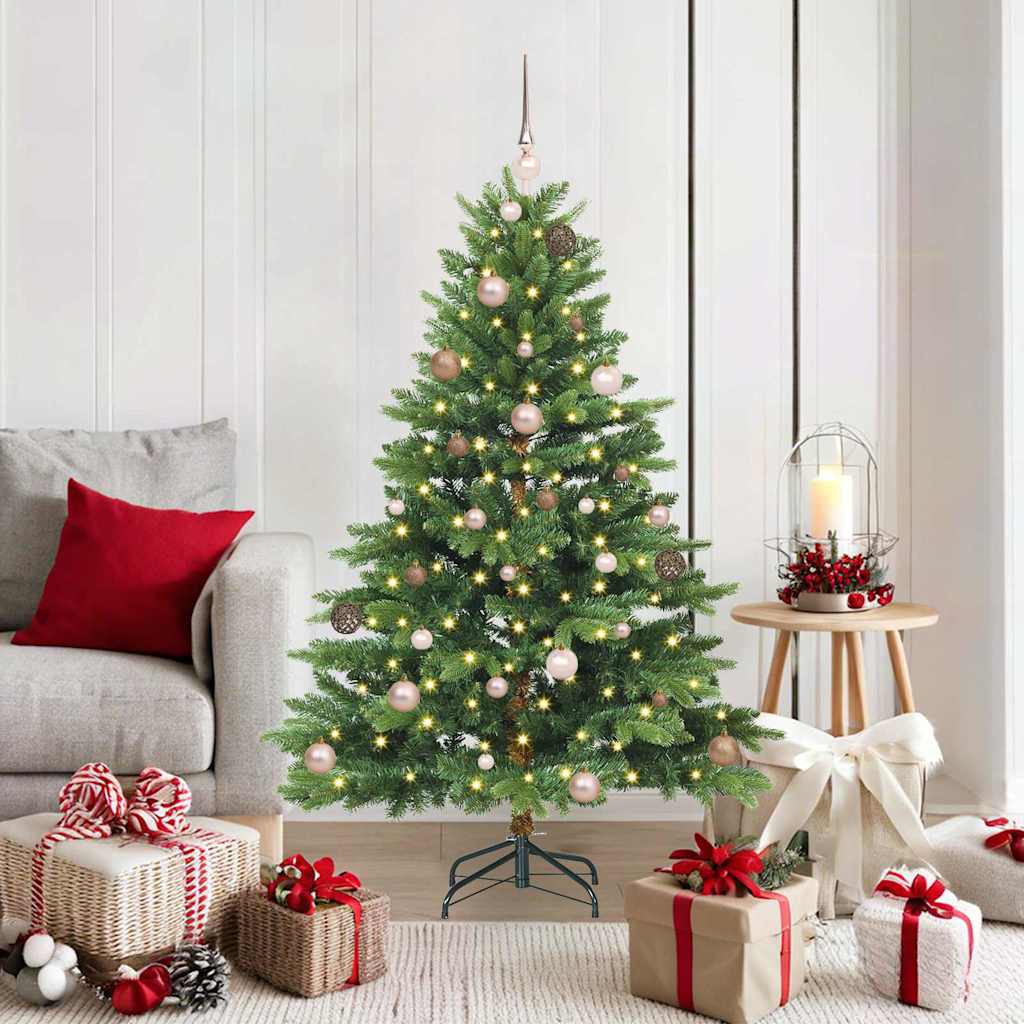 Künstlicher Weihnachtsbaum mit 150 LEDs Grün 150 cm PE und PVC