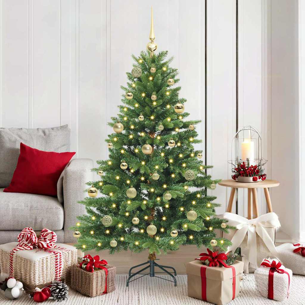 Künstlicher Weihnachtsbaum mit 150 LEDs Grün 150 cm PE und PVC