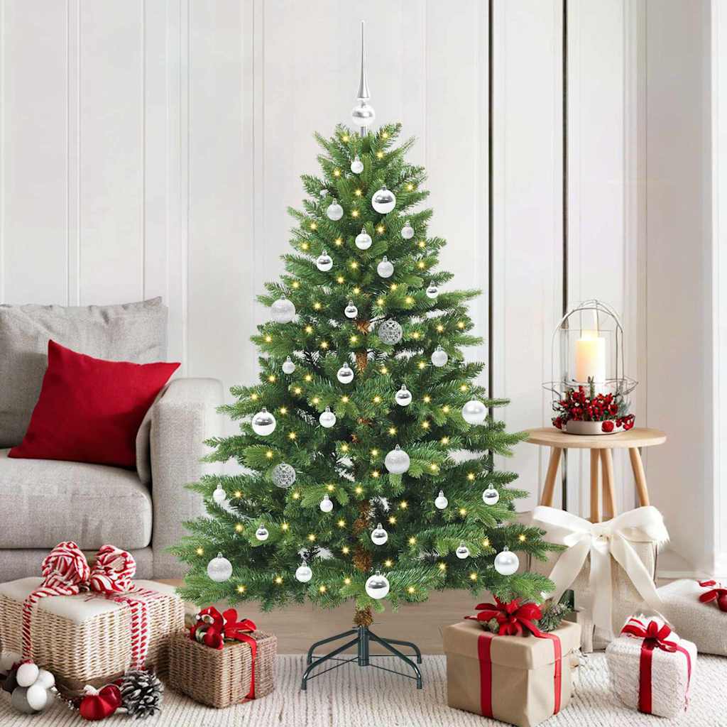 Künstlicher Weihnachtsbaum mit 150 LEDs Grün 150 cm PE und PVC