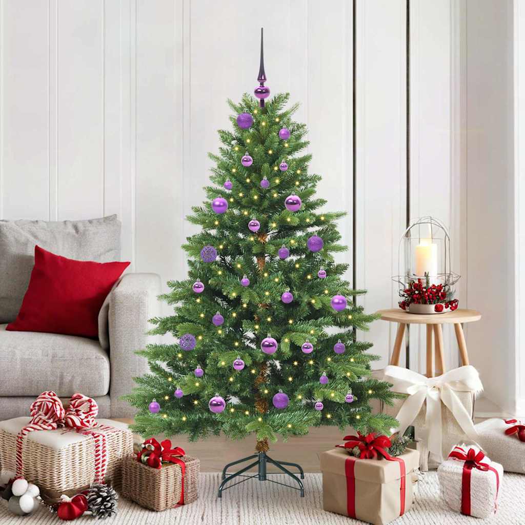 Künstlicher Weihnachtsbaum mit 150 LEDs Grün 150 cm PE und PVC