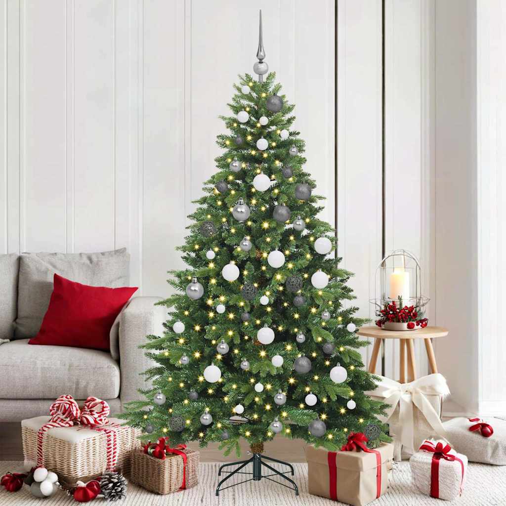 Künstlicher Weihnachtsbaum mit 300 LEDs Grün 180 cm PE und PVC