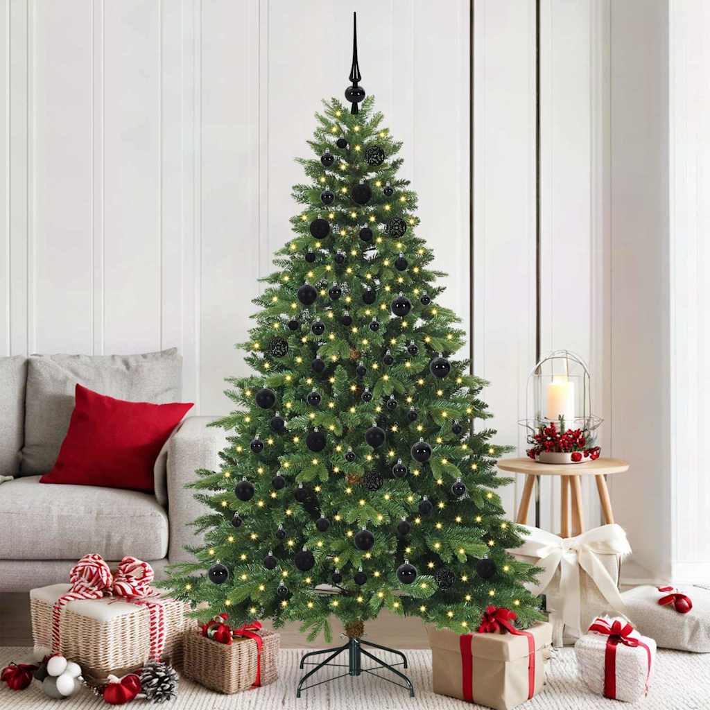 Künstlicher Weihnachtsbaum mit 300 LEDs Grün 180 cm PE und PVC