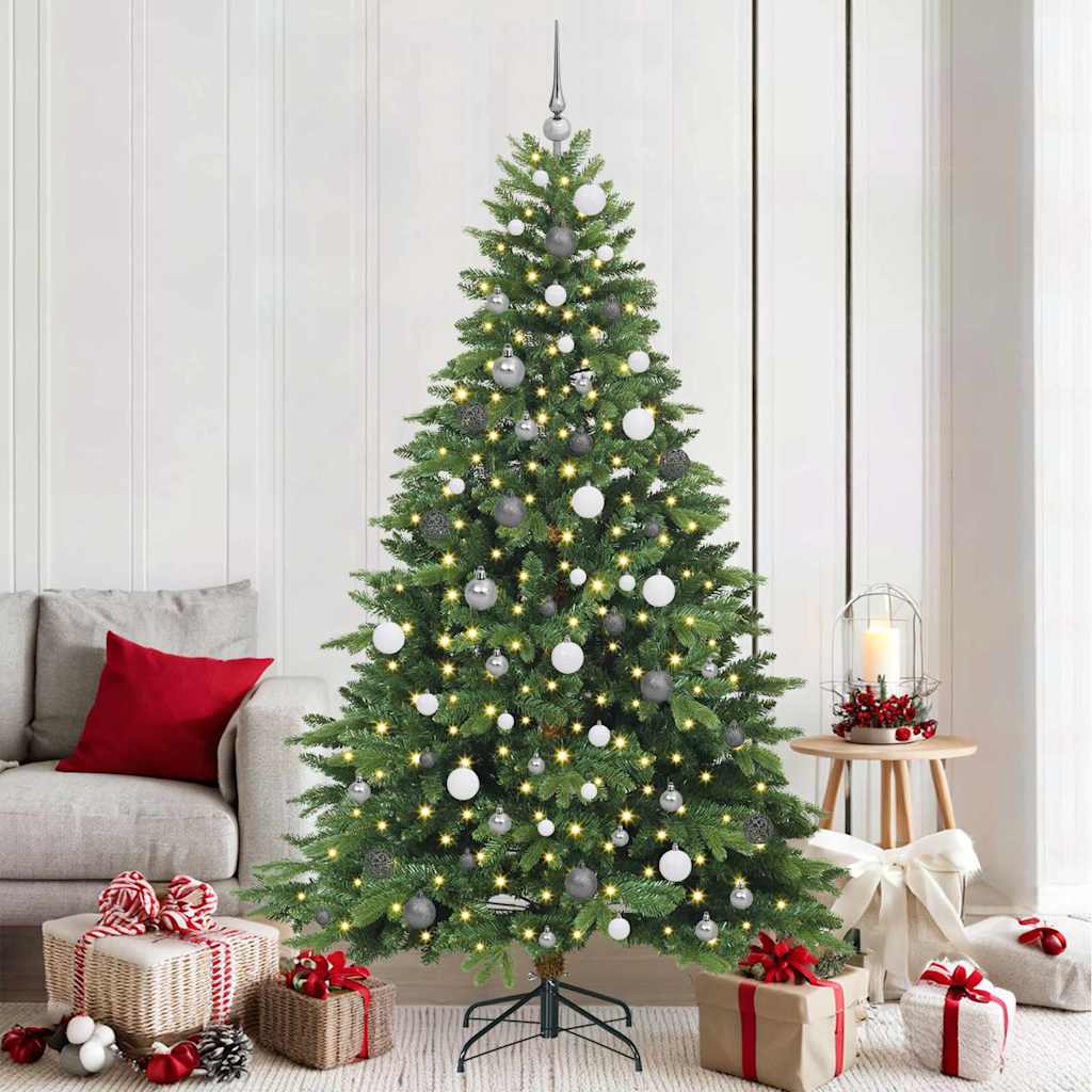 Künstlicher Weihnachtsbaum mit 300 LEDs Grün 210 cm PE und PVC