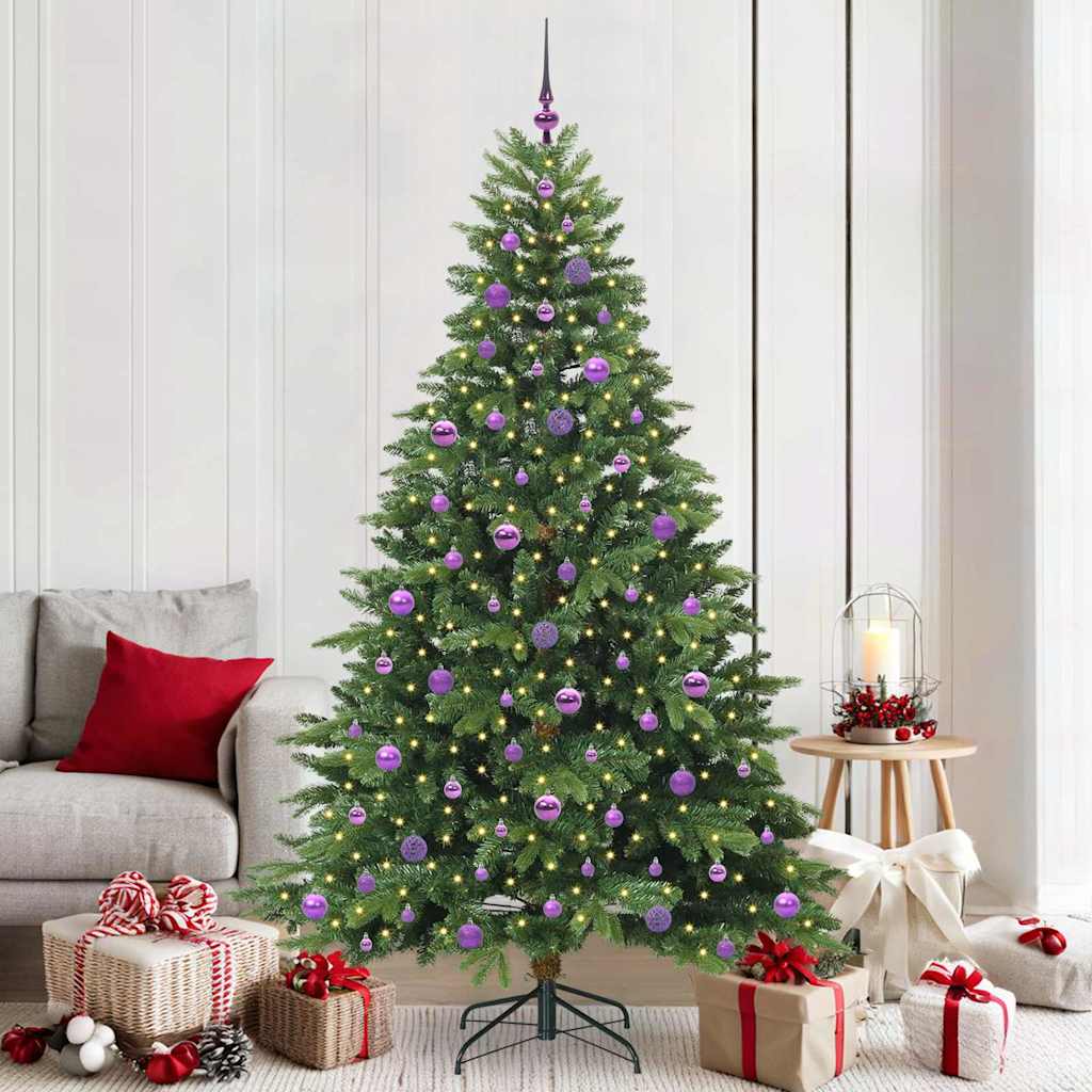 Künstlicher Weihnachtsbaum mit 300 LEDs Grün 210 cm PE und PVC
