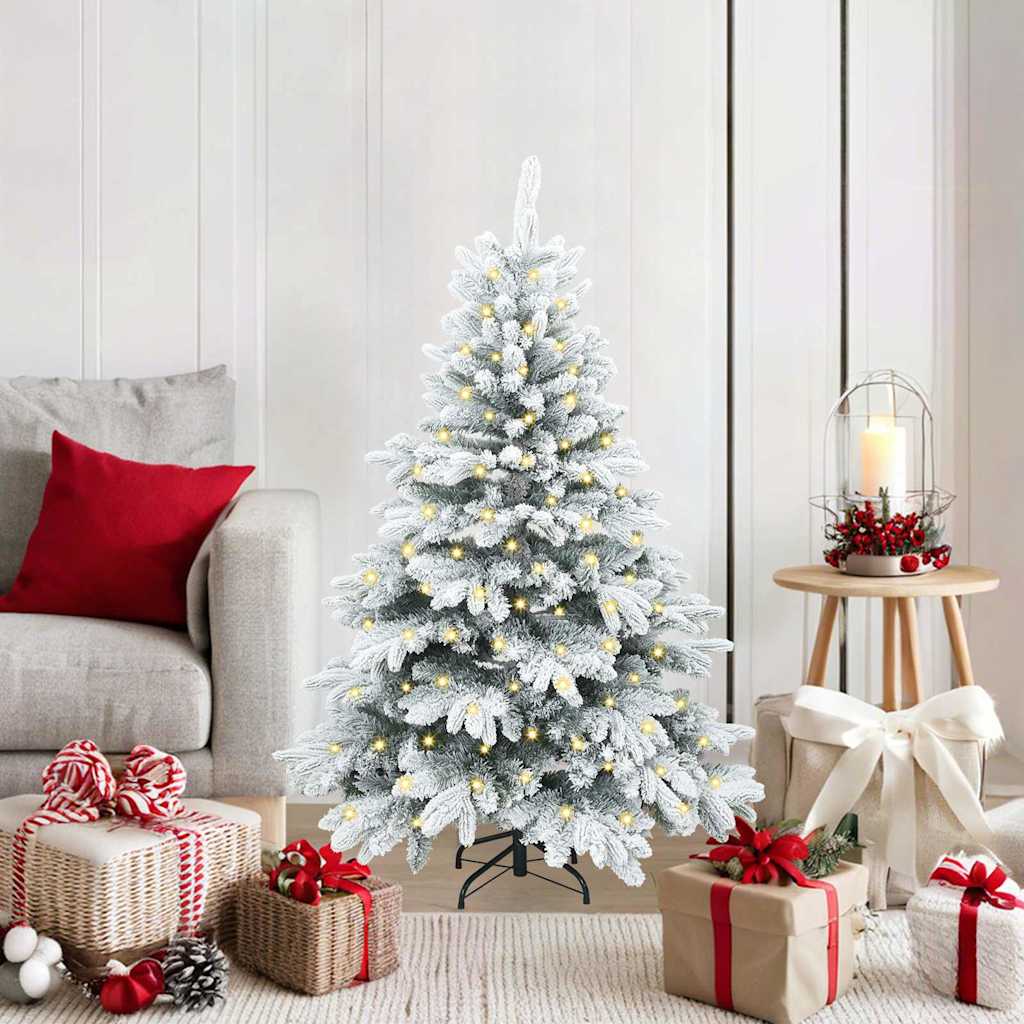 Künstlicher Weihnachtsbaum mit 150 LEDs Weiß 120 cm PE und PVC
