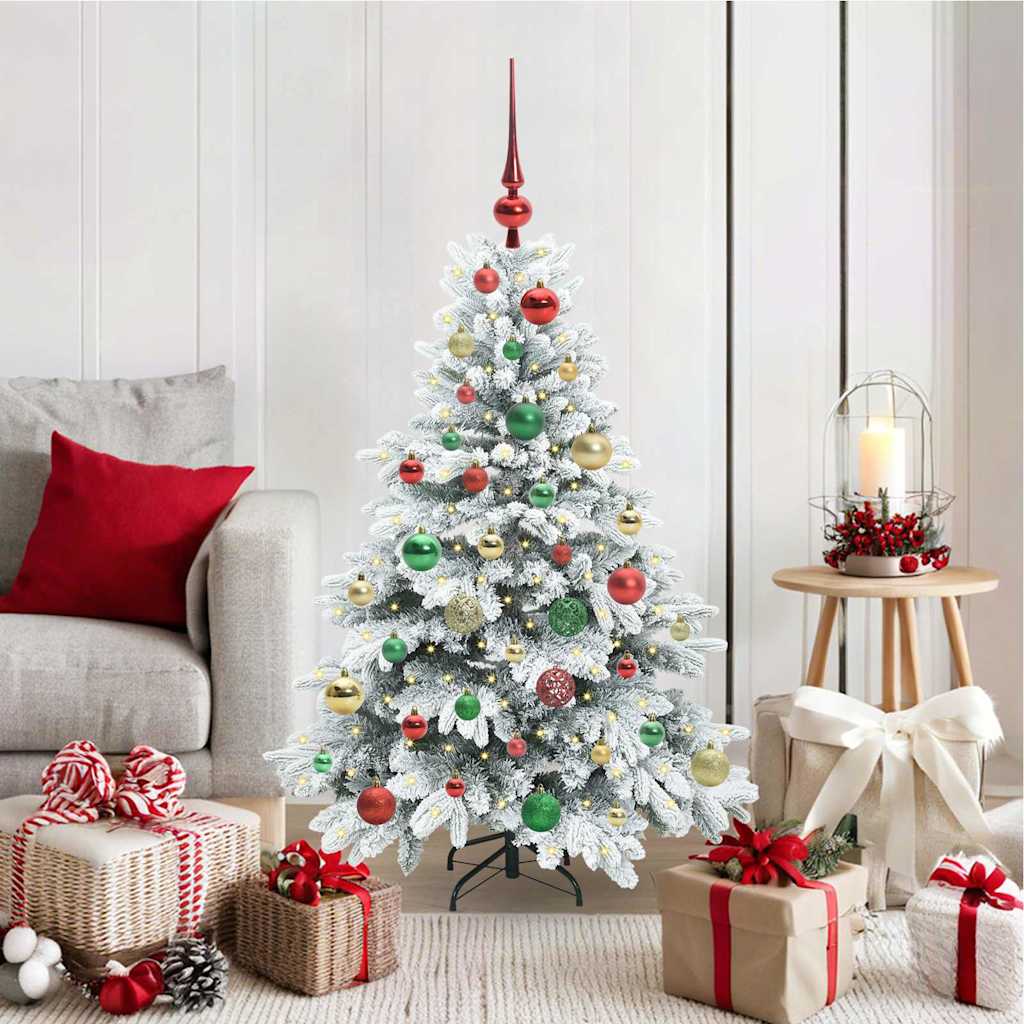 Künstlicher Weihnachtsbaum mit 150 LEDs Weiß 120 cm PE und PVC
