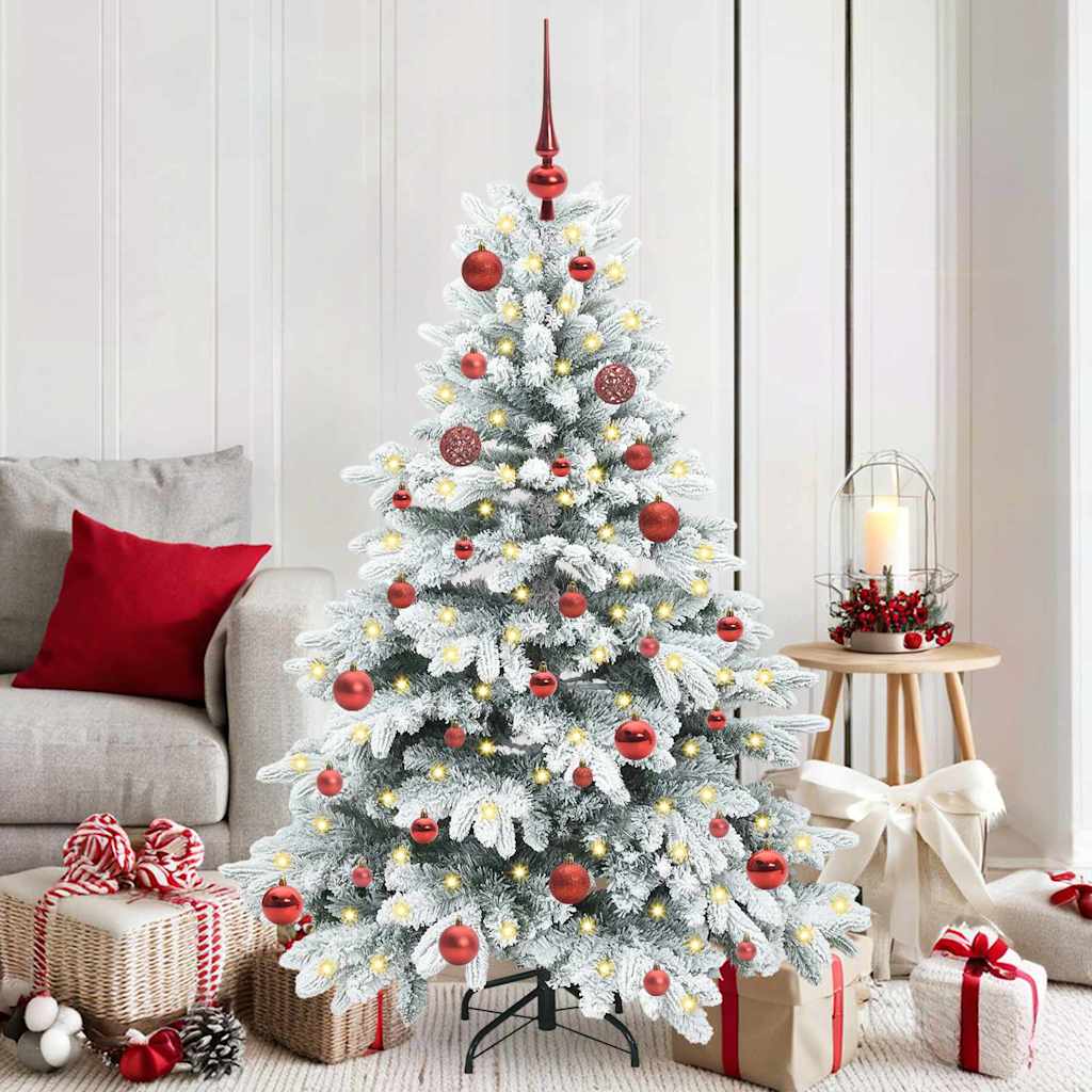 Künstlicher Weihnachtsbaum mit 150 LEDs Weiß 150 cm PE und PVC
