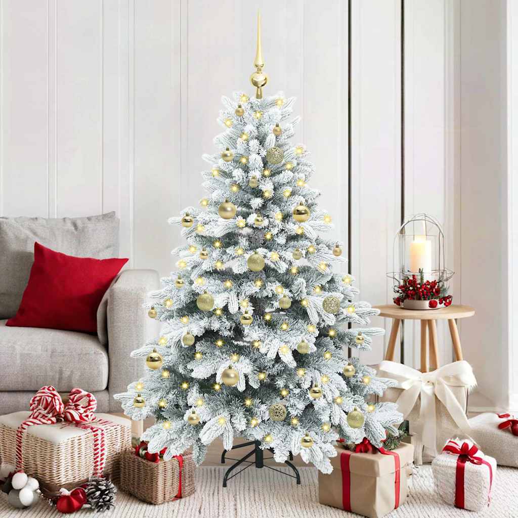 Künstlicher Weihnachtsbaum mit 150 LEDs Weiß 150 cm PE und PVC