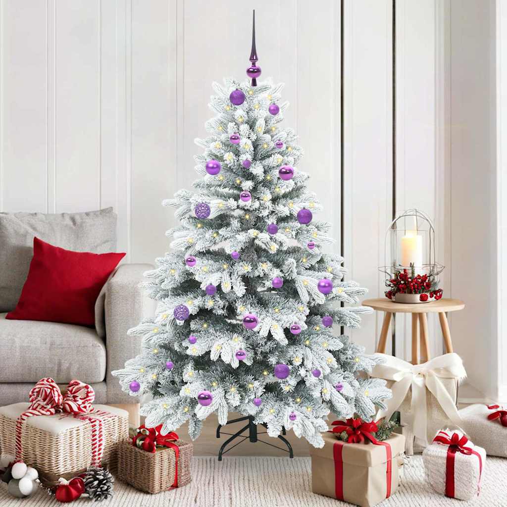 Künstlicher Weihnachtsbaum mit 150 LEDs Weiß 150 cm PE und PVC