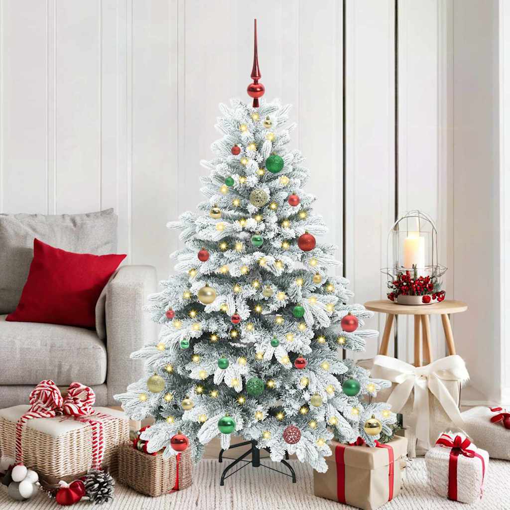 Künstlicher Weihnachtsbaum mit 150 LEDs Weiß 150 cm PE und PVC
