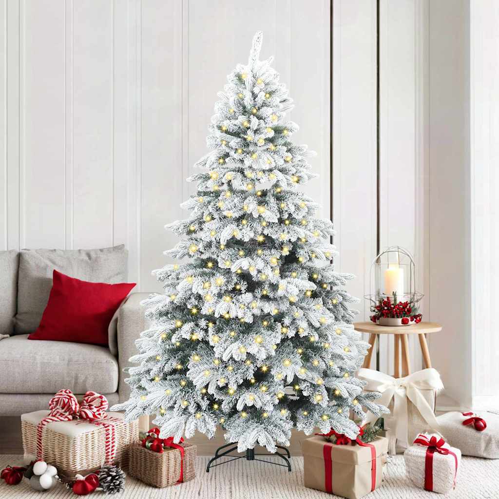 Künstlicher Weihnachtsbaum mit 300 LEDs Weiß 180 cm PE und PVC