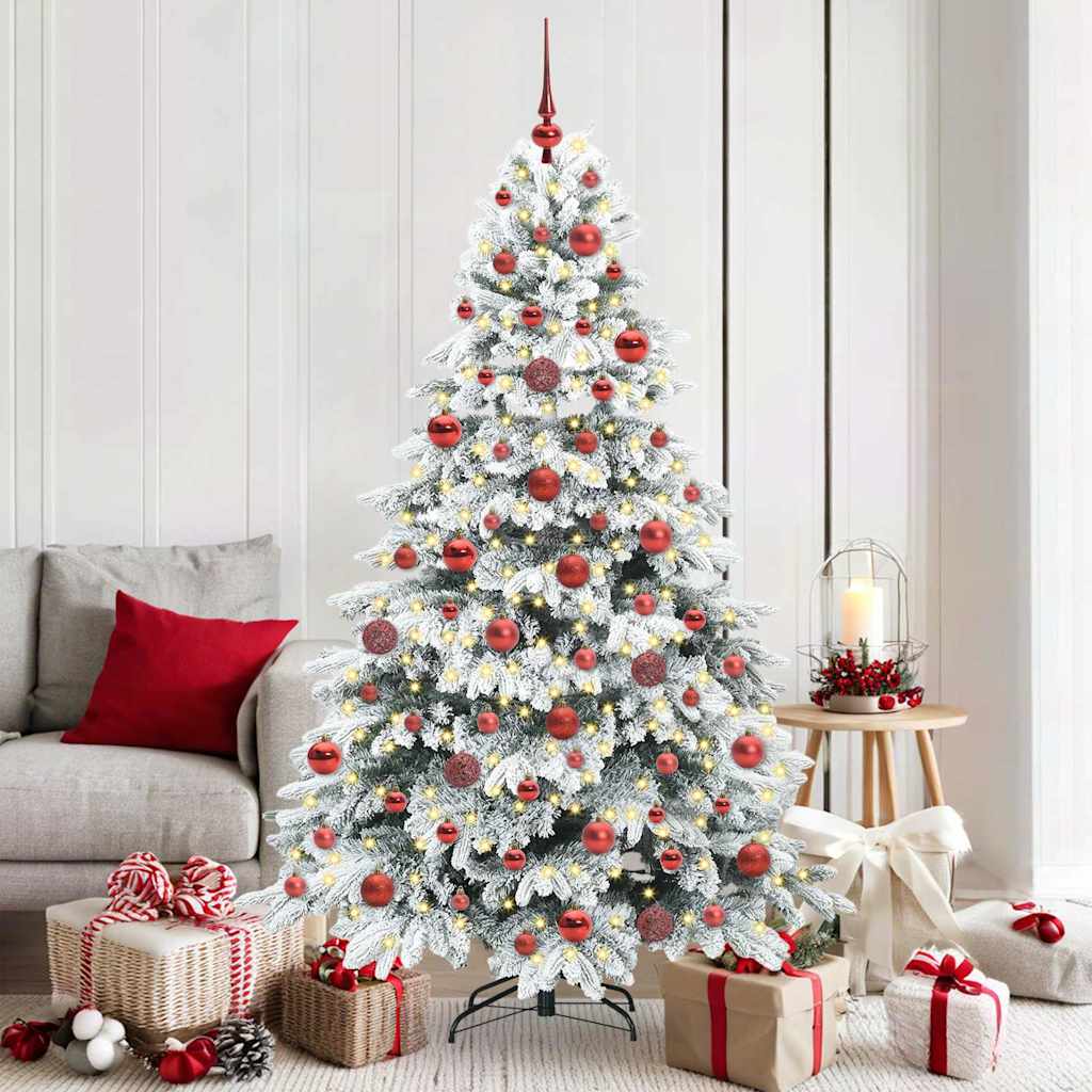 Künstlicher Weihnachtsbaum mit 300 LEDs Weiß 180 cm PE und PVC