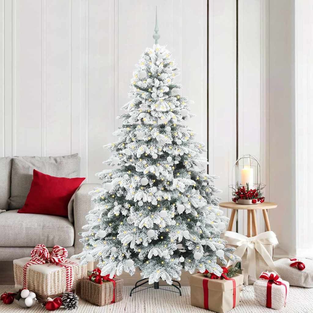 Künstlicher Weihnachtsbaum mit 300 LEDs Weiß 180 cm PE und PVC