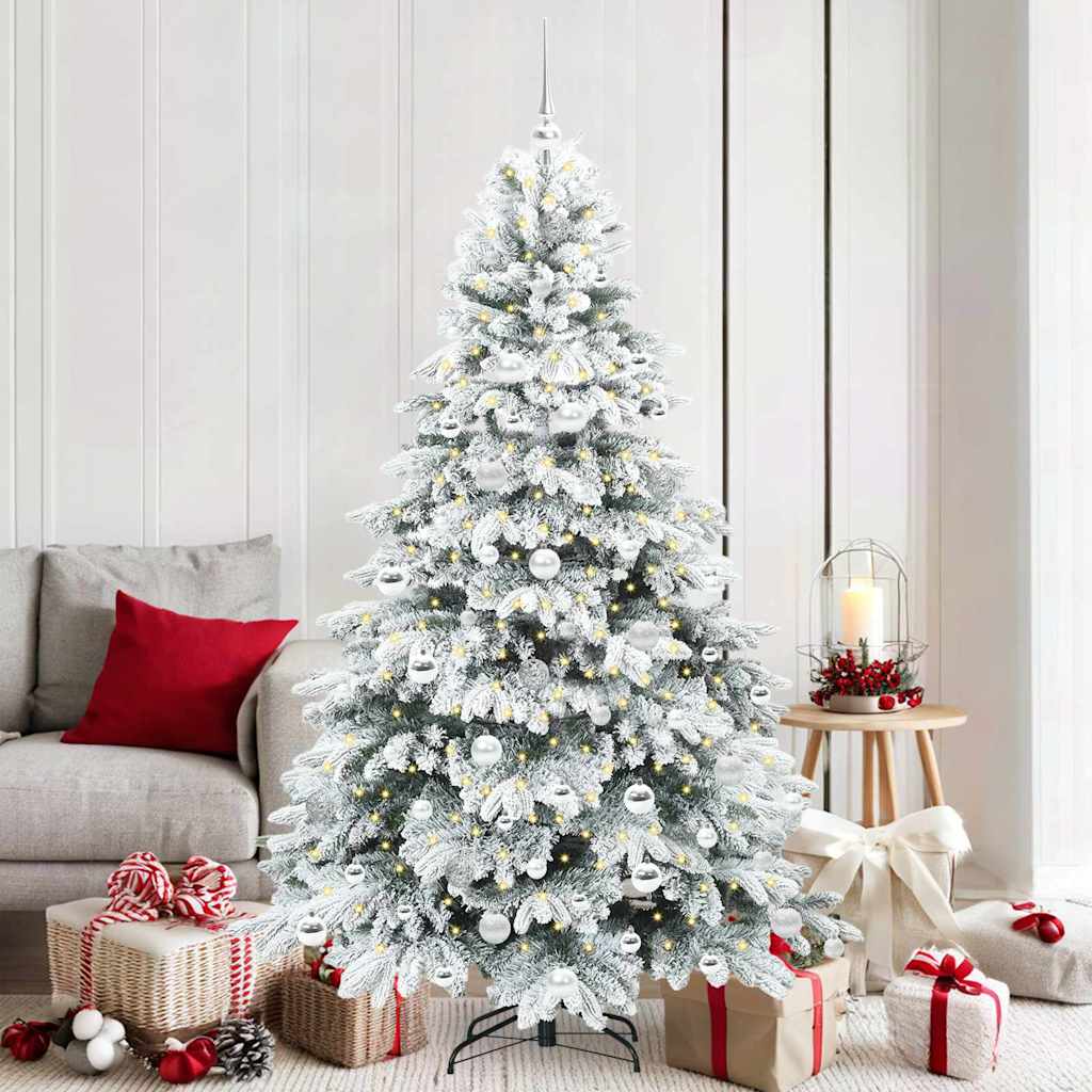 Künstlicher Weihnachtsbaum mit 300 LEDs Weiß 180 cm PE und PVC