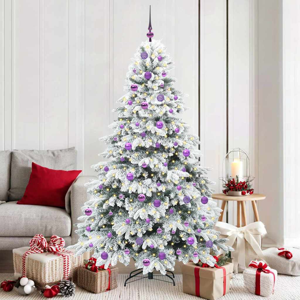 Künstlicher Weihnachtsbaum mit 300 LEDs Weiß 180 cm PE und PVC