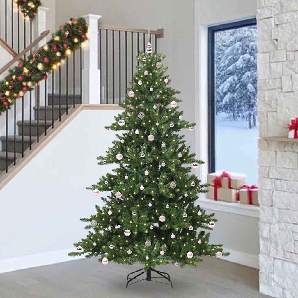 Künstlicher klappbarer Weihnachtsbaum Grün 240 cm PVC und Stahl