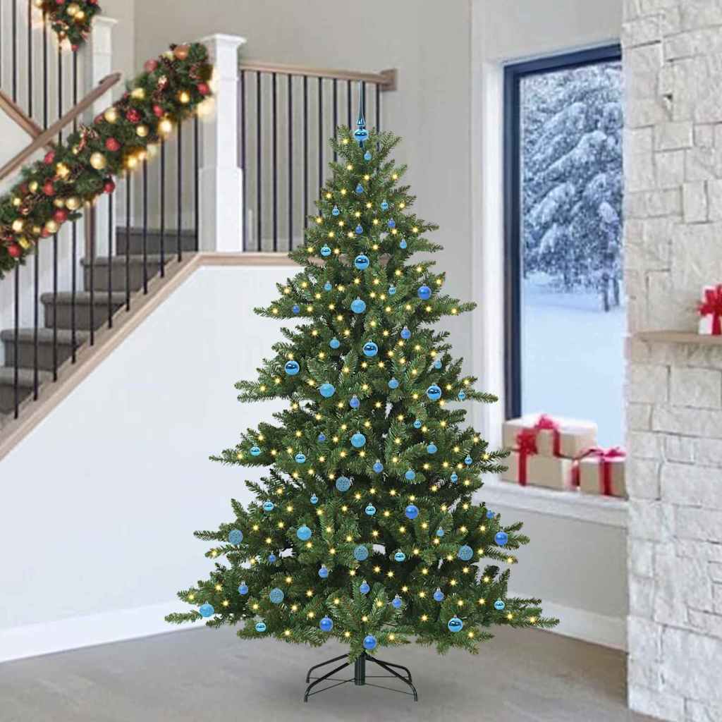 Künstlicher klappbarer Weihnachtsbaum Grün 240 cm PVC und Stahl