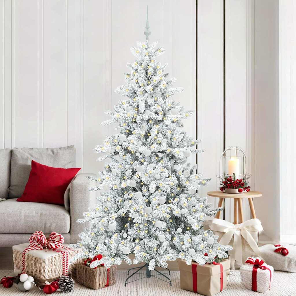 Künstlicher klappbarer Weihnachtsbaum Weiß 180 cm PVC und Stahl