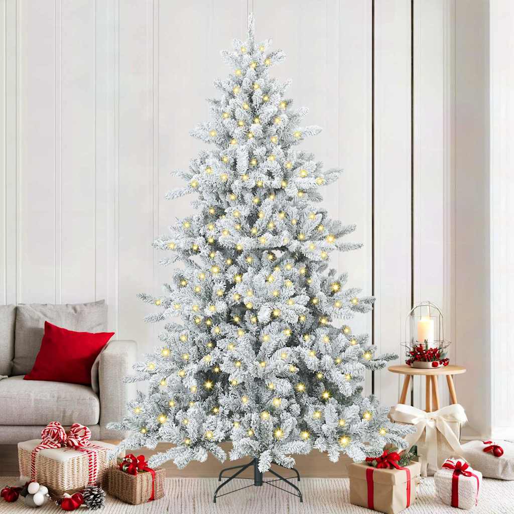 Künstlicher klappbarer Weihnachtsbaum Weiß 210 cm PVC und Stahl