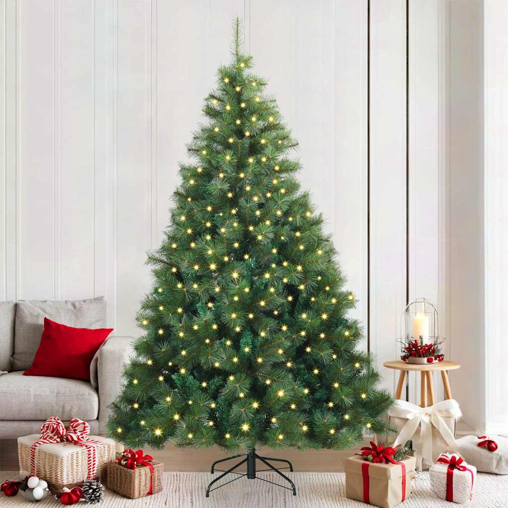 Künstlicher Weihnachtsbaum mit 300 LEDs Grün 210 cm PE und PVC