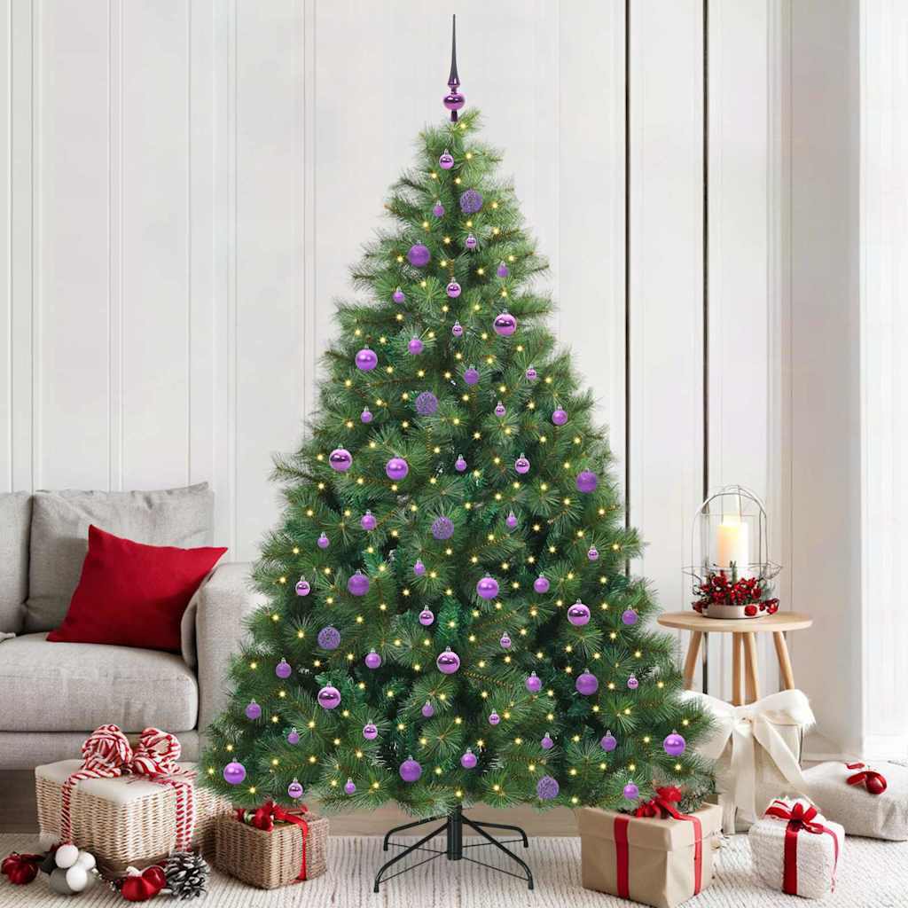 Künstlicher Weihnachtsbaum mit 300 LEDs Grün 210 cm PE und PVC
