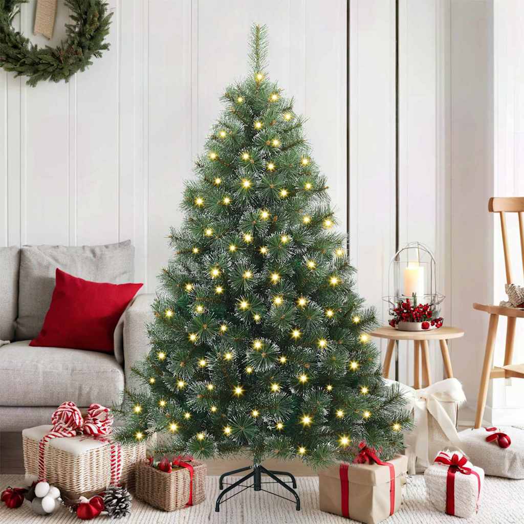 Künstlicher Weihnachtsbaum mit 150 LEDs Grün 150 cm PE und PVC