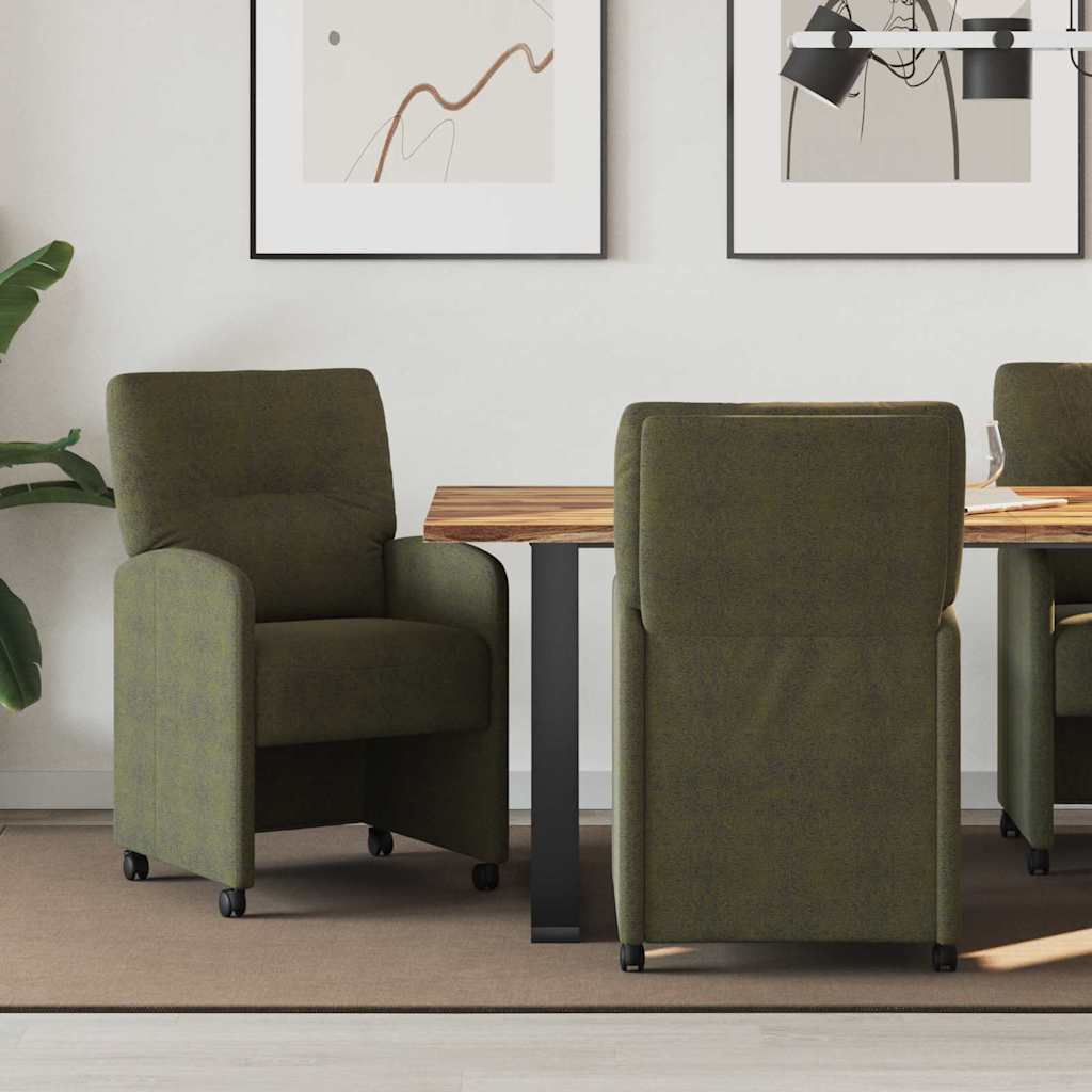 Esszimmerstühle mit Rollen 2 stk. Kunstwildleder Armeegrün
