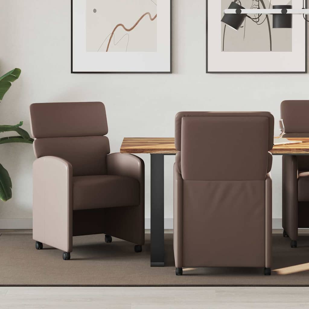 Esszimmerstühle mit Rollen 2 stk. Kunstleder Braun