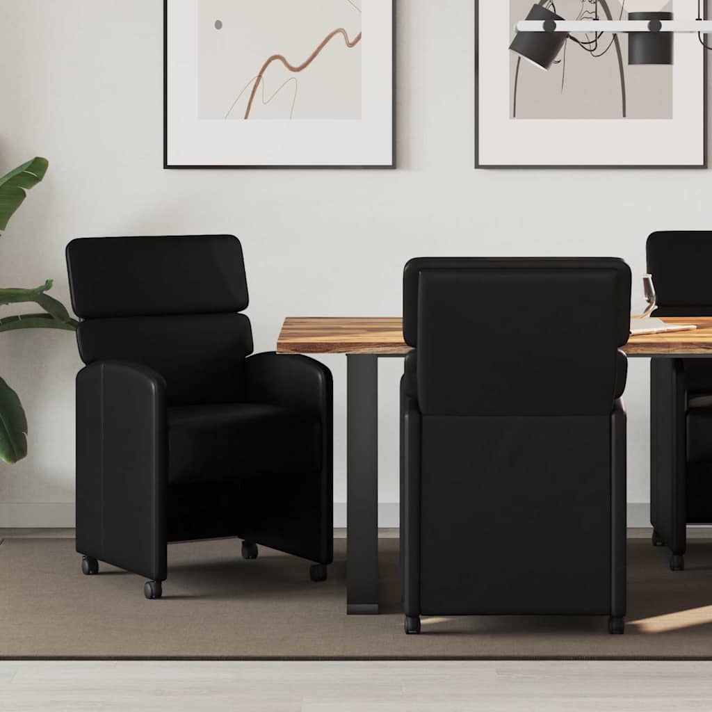 Esszimmerstühle mit Rollen 2 stk. Kunstleder Schwarz