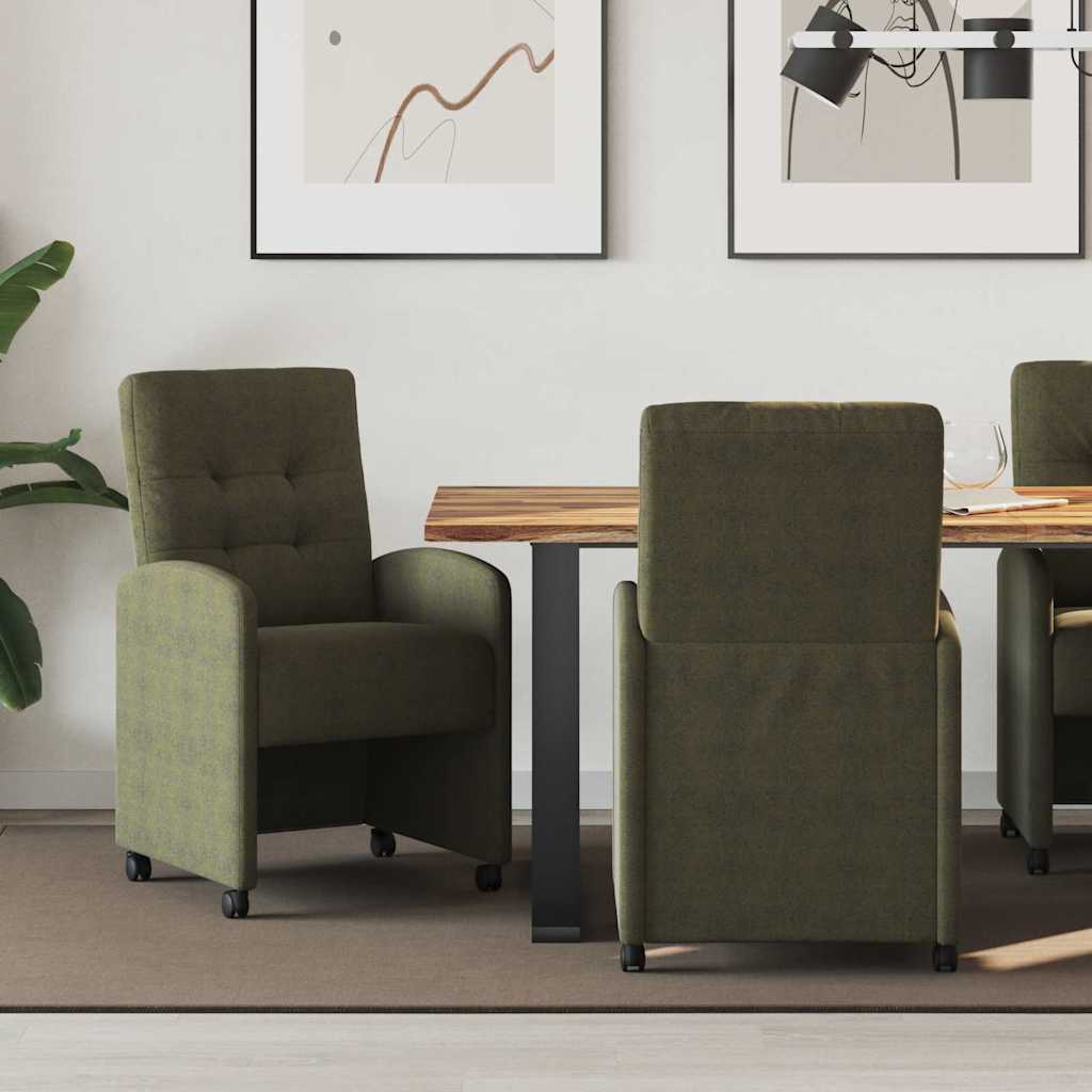 Esszimmerstühle mit Rollen 2 stk. Kunstwildleder Armeegrün