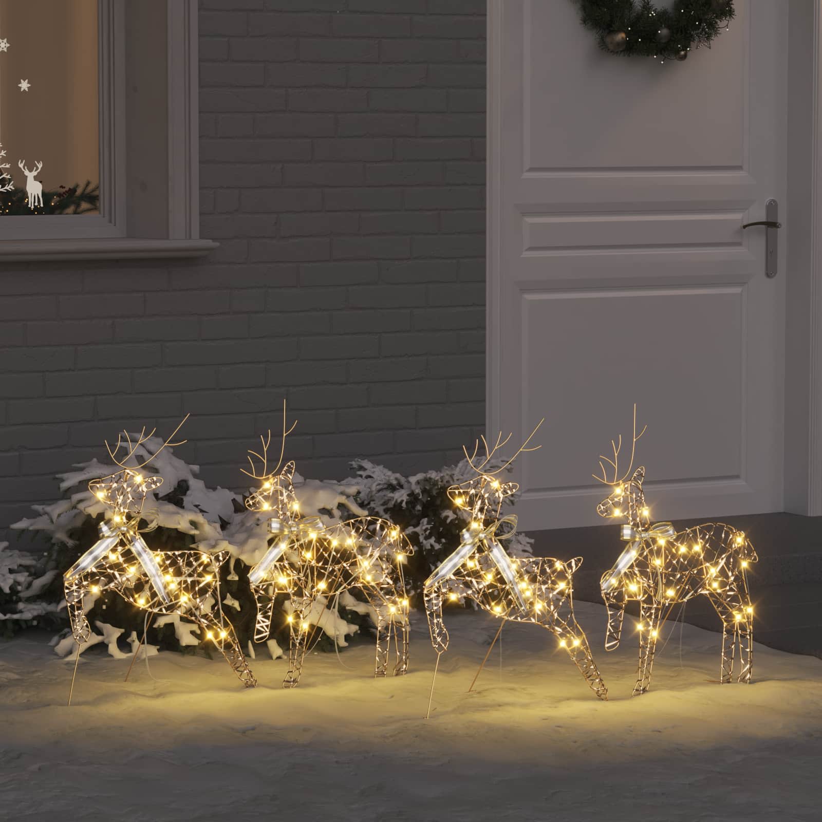 LED Rentiere 4 stk. 80 LEDs Gold 44 x 18 x 65,5 cm PET