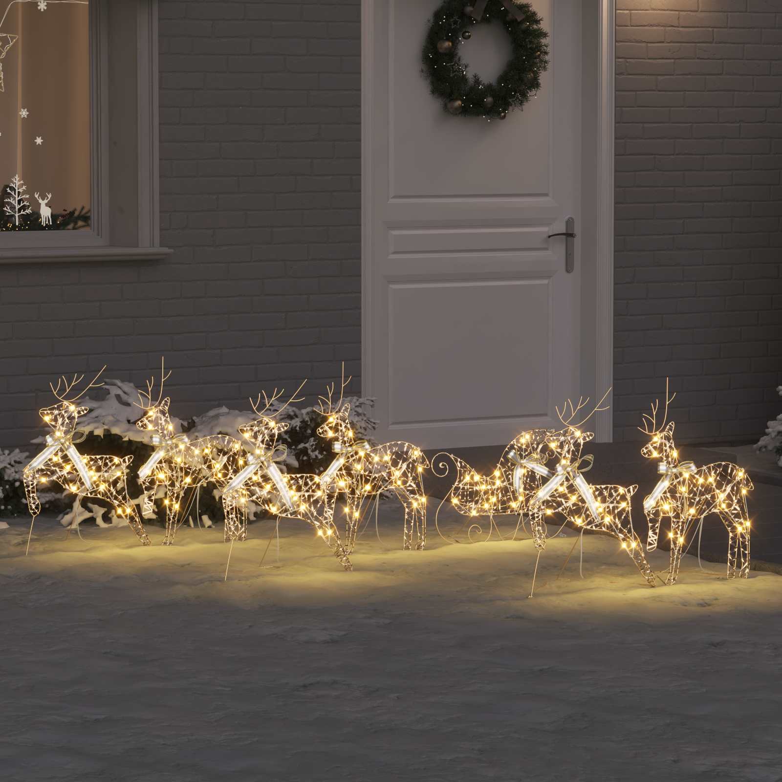 LED Rentiere 7 stk. 40 LEDs Gold 44 x 18 x 65,5 cm PET