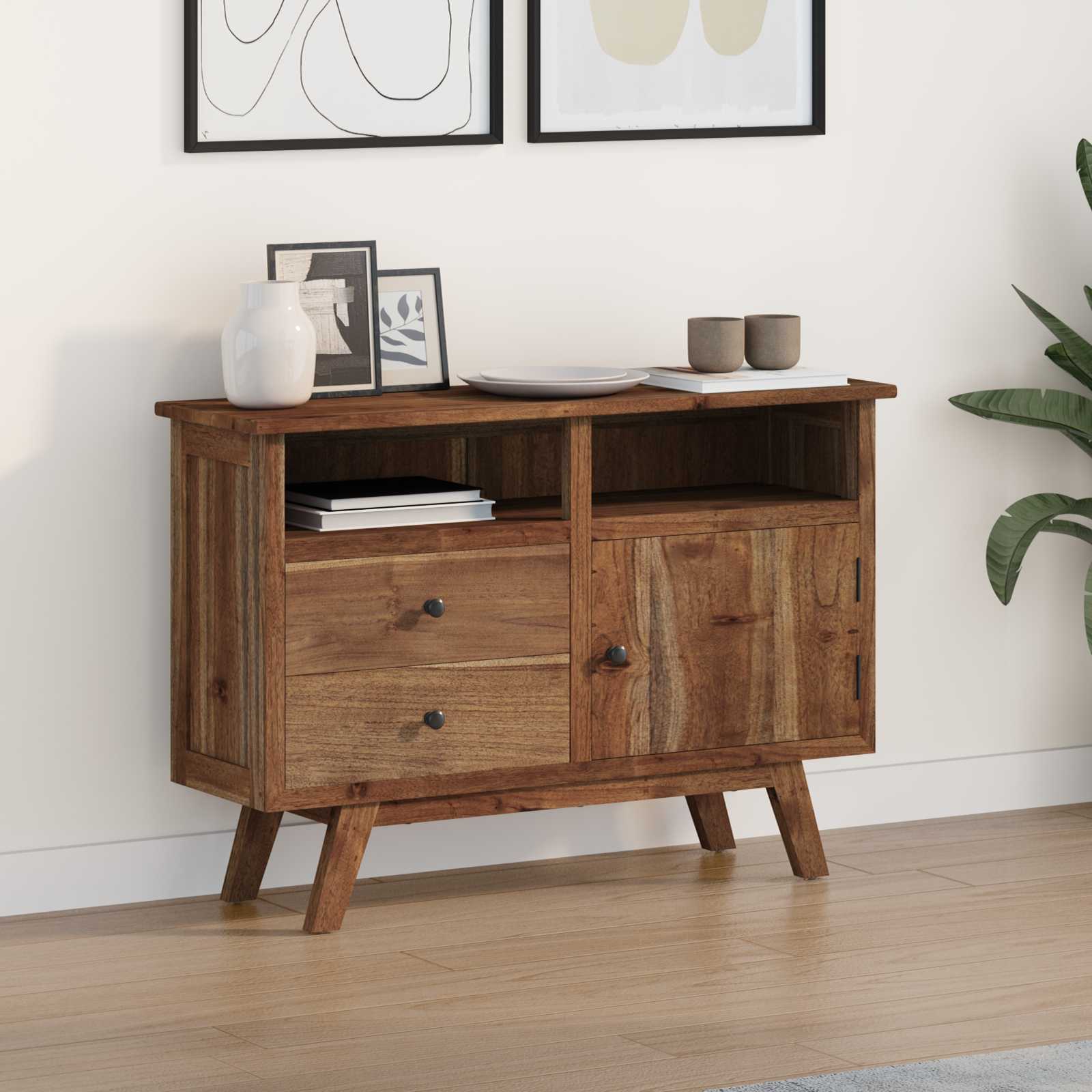 Sideboard Natur 100 x 30 x 68 cm Massivholz Teak