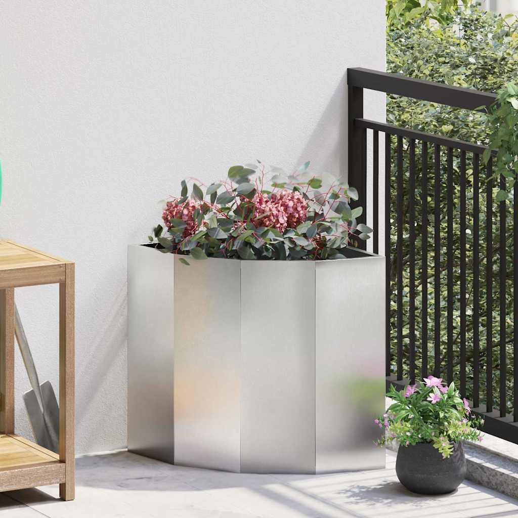 Eckpflanzer Silber 45 x 45 x 50 cm Edelstahl