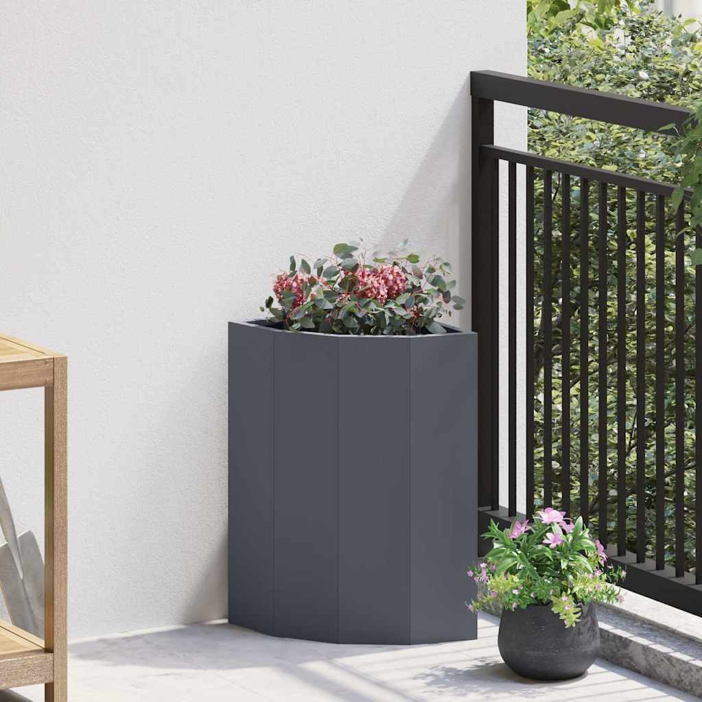 Eckpflanzer Anthrazit 30 x 30 x 50 cm Stahl