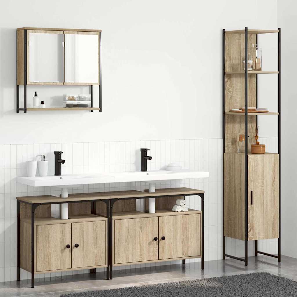 Badezimmermöbel-Set 4 Stk. Sonoma-Eiche Holzwerkstoff