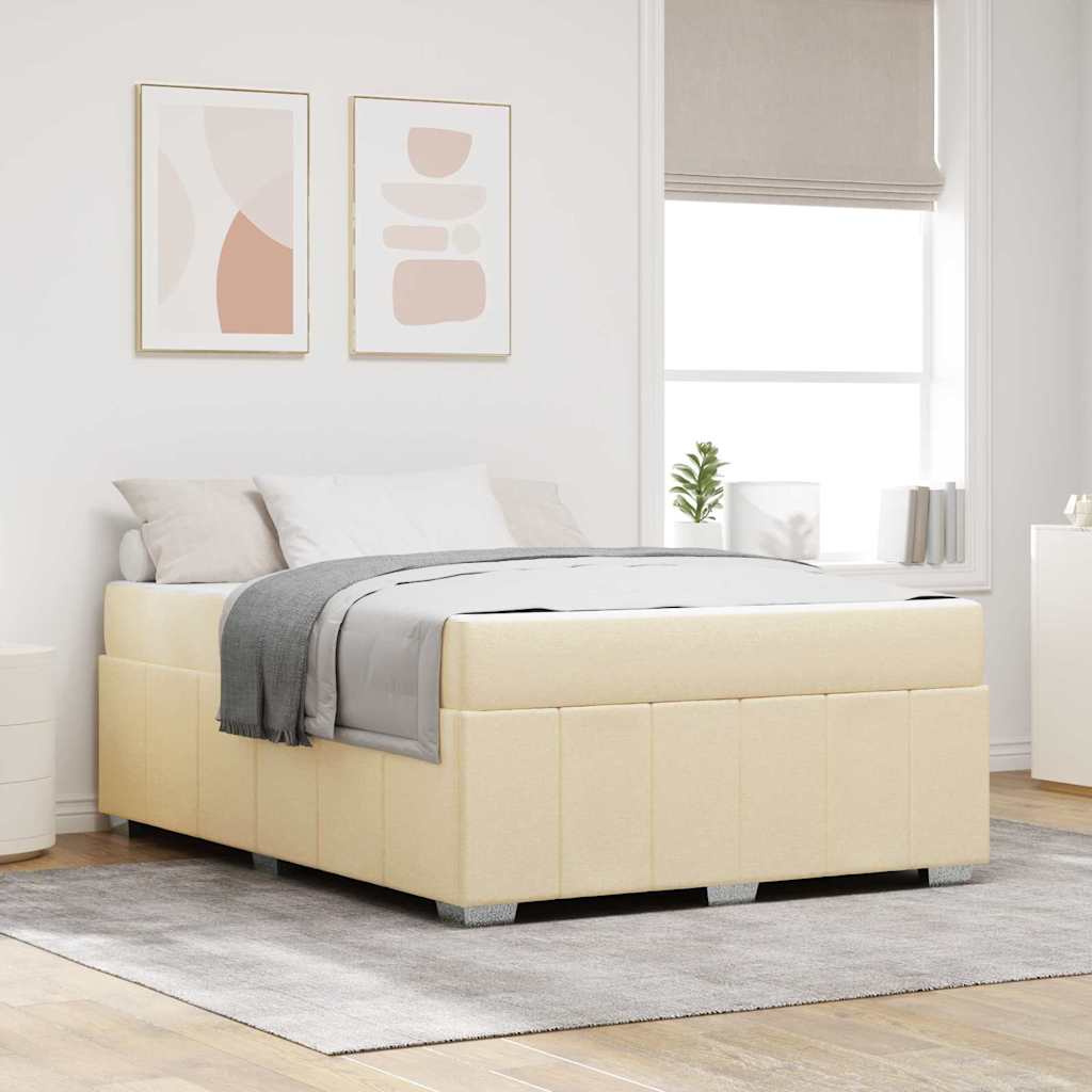 Bettrahmen mit Matratze Creme 160 x 200 cm Stoff