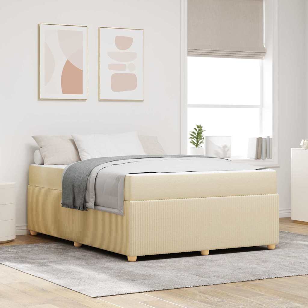 Bettrahmen Creme 140 x 200 cm Stoff