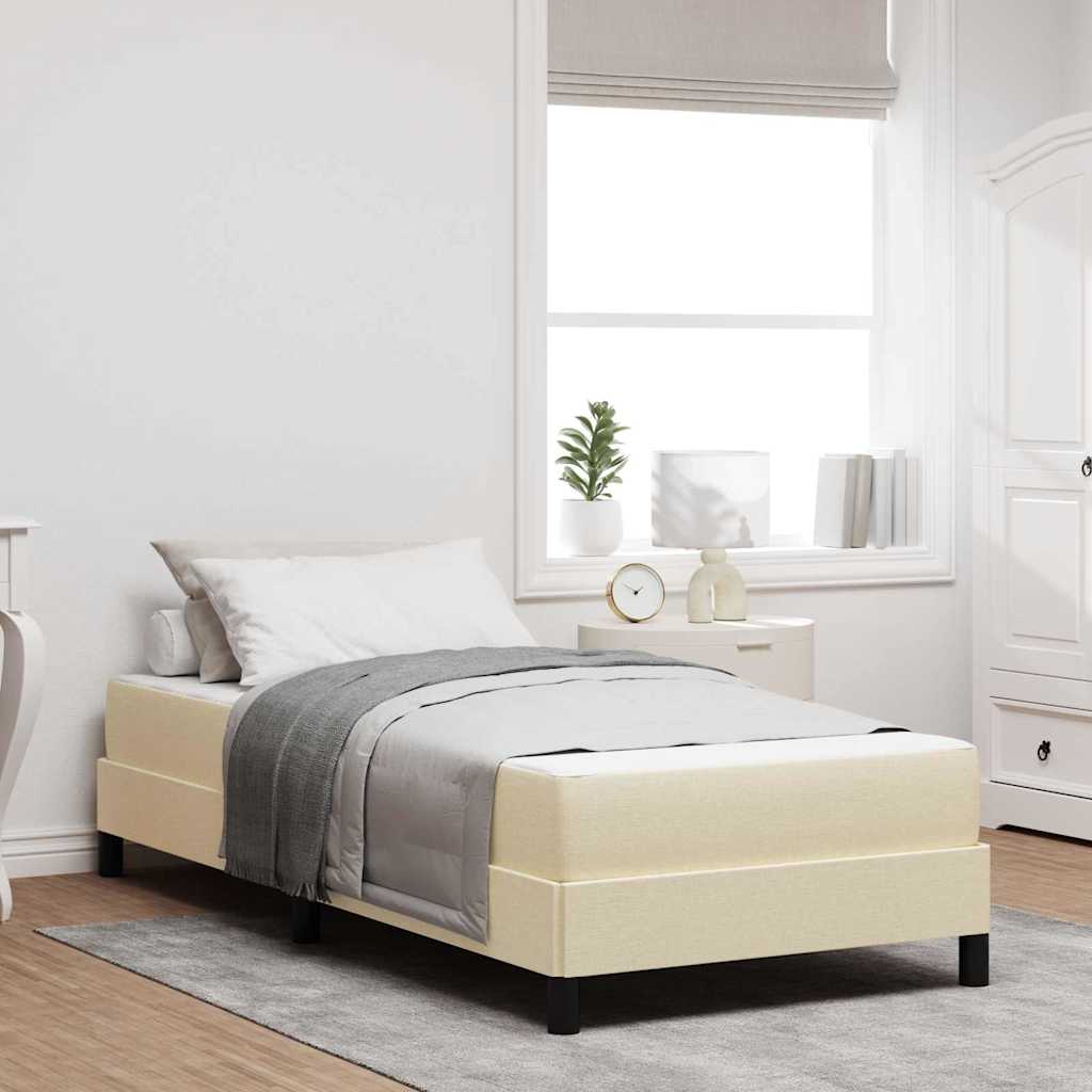 Boxspringbett Creme 90 x 190 cm Stoff