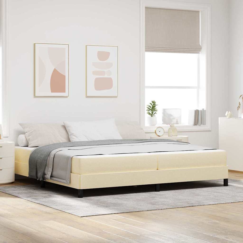 Boxspringbett Creme 200 x 200 cm Stoff